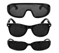 QhgPnt 3 Pairs Pinhole Glasses, Pin Hole Correction Glasses for Vision Improvement, Digital Eye Strain Relief, Reading Aid, Black