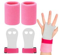 QhgPnt 4 Pcs Gymnastics Grips Wristbands, Pink Sweatbands, Palm Protection and Wrist Support Set, Kids Support Sports Accessories,for Youth Children,Girls,Outdoor sports