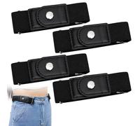 QhgPnt 4 Pieces No Buckle Elastic Belts for Men Women, Adjustable Comfortable Mens Women Side Stretch Belt with PU Material for Jeans Dress, Solid Elastic No Buckle Belt Women