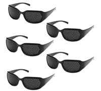 QhgPnt 5 Pairs Black Pinhole Glasses, Vision Correction Glasses for Eye Strain Relief and Focus Improvement, 14.2CM x 4.2CM x 12CM Pin Hole Glasses for Reading and Screen Time
