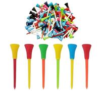 QhgPnt 50 Pack Cushion Top Golf Tees, Plastic Golf Tees, Rubber Golf Tees for Mats, Practice Sessions and Golf, Course Use3 1/4 inch for YourChoice,Gift for Golfer or Family(Random Color)