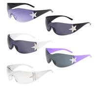 QhgPnt 5Pcs Rave Glasses, Sunglasses, Rave Sunglasses, Trendy Oversized Frameless Sun Glasses with Star for Men Women Running Cycling Fishing Driving Sports Driving Bikes Outdoors Unisex