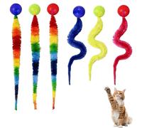 QhgPnt 6 Pcs Cat Worm Toy, Interactive Magic Worm Bouncy Cat Ball, Cat Exercise Toys, Cats Teaser Toys, Colourful Cat Worm Toys for Indoor Cats, Fun Exercise and Bonding Toys for Playtime