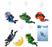 QhgPnt 6 Pcs Floating Fish Tank Decorations, Cartoon Diver Aquarium Accessories Ornaments, Mini Cute Little Diver, Betta Fish Accessories, For All Kinds of Tanks