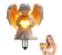 QhgPnt Angel Garden Ornaments, With Timeless Outdoor Decor, Solar-Powered Angel Garden Statue, Flat Angel Garden Stake for Pathway and Lawn Decoration, 20x12cm