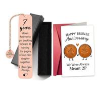 QhgPnt Copper Set Engraved Stainless Steel Bookmark With Card For 7th Anniversary