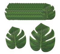 QhgPnt Fake Leaves, 20Pcs Artificial Jungle Leaves for Party, Garden, and Theme Decorations, Green Palm Leaves, 20cm x 18cm