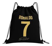 QhgPnt Football Kit Bag, Drawstring Backpack for Football Gear, Ronaldo Inspired Gifts for Boys, 32CM X 40CM Black Sports Storage Bag, Footballs Kits Organizer for Kids