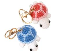 QhgPnt Funny Crochet Sea Turtle, 2 Pack Handmade Knitted Turtle Keychain, Emotional Support Gift for Stress Relief, Pink and Blue Turtle Plushies, 8.5CM x 5CM
