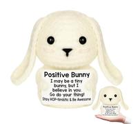 QhgPnt Funny Positive Rabbit, Emotional Support Crochet Animals, Handmade Knitted Positive Bunny with Encouragement Card, Crochet Gifts for Women, Desk Decor for Office and Home, Travel Companion