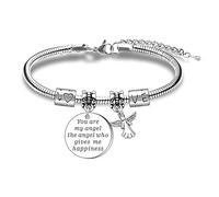QhgPnt Guardian Angel Gifts, Angel Gifts for Women, Guardian Angel Keyring, Angel Baby Memorial Gifts, 19cm Stainless Steel Bracelet, Girls, Father, Mother, Grandpa, Grandma, Colleagues