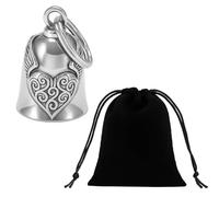 QhgPnt Guardian Bell for Motorbikes, Gremlin Angel Bell with Silver Heart Design, Includes Black Storage Bag, 2.5 x 5 cm, Protective Accessory with Keychain Ring for Riders