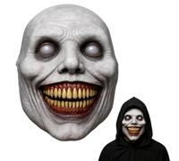 QhgPnt Halloween Exorcist Smile Mask, Scary Mask for Adults, Creepy Horror Evil Face Latex Full Head Skull Helmet, Perfect for Halloween Parties, Cosplay Props and Party Costume Accessories