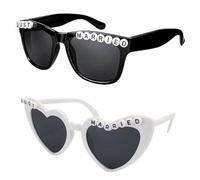 QhgPnt Heart Glasses, White Women's Heart Sunglasses For Bride To Be Party, Bride Glasses for Just Married Travel Photoshoot, Perfect for Outdoor Weddings