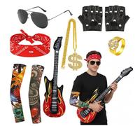 QhgPnt Kids Rockstar Costume, 7-Piece Rock Star Fancy Dress Set for Themed Parties and Performances, Vibrant Colors and Stylish Design