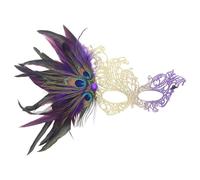 QhgPnt Lace Feather Masquerade Mask for Women, Elegant Purple Feather Eye Mask for Halloween Parties, Masquerade Balls, Mardi Gras, Cosplay Events, Wedding Receptions, Themed Parties