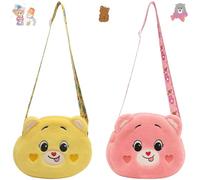 QhgPnt Little Girls Handbag, 2 Pack Cute Bear Design, Plush Bear Girls Cross Body Bag, Handbag for Girls Age 3 (Pink, Yellow)