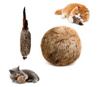 QhgPnt Rabbit Fur Ball Cat Toy, Engaging Cat Toy with Catnip Balls and Tail Wand, Interactive Play for Indoor Cats, Training Catnip Toys for Cats, Interactive Cat Toy for Kicks Games Exercise Bonding