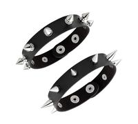 QhgPnt Studded Bracelet, Punk Accessories Spiked Bracelets, 2Pcs Black Leather Spike Bracelet, Adjustable Wrap Wrist Cuffs for Rock Concerts, Gothic Fashion, Halloween Parties, Motorcycle Riders