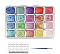 QhgPnt Watercolour Paints, 20 Colours Premium Glitter Watercolour Paint Set with Bonus Colour Chart & Fine Liner, Ideal for Artists, Beginners & Travel Painting Projects