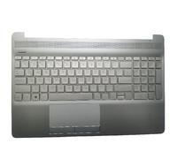 QHHOZHD Latin LA/Spanish SP Keyboard For HP 15-DW Series 15S-DU 15S-DY TPN-C139 With Palmrest Upper Cover With Touchpad(Silver)
