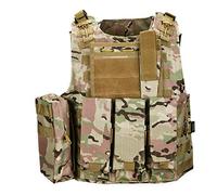 QHIU Tactical Vest Camo Molle Protection Combat Military Vest for Airsoft Paintball CS SWAT Wargame Outdoor Sport