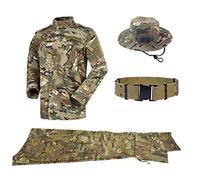 QHIU Uniform Tactical Suit with Belt Boonie Hat BDU Combat Men's Camo Jacket Shirt & Pants Army Set Military for Airsoft Paintball Outdoor