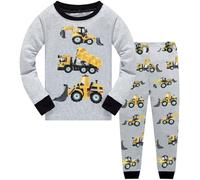 QHKEPW Boys Pyjamas Digger 4-5 Years Kids Toddler Sets Pjs Cotton Long Sleeve Sleepwear 2 Piece Clothes Outfits Winter Nightwear Grey