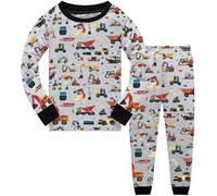 QHKEPW Boys Pyjamas Digger Tractor 5-6 Years Sets Kids Toddler Pjs Cotton Long Sleeve Sleepwear 2 Piece Clothes Outfits Winter Nightwear