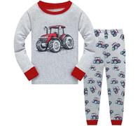 QHKEPW Boys Pyjamas Monster Truck 4-5 Years Kids Toddler Sets Pjs Cotton Long Sleeve Sleepwear 2 Piece Clothes Outfits Winter Nightwear Grey
