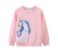 QHKEPW Girls Clothes Unicorn 4-5 Years Kids Jumper Toddler Top Long Sleeve Round Neck Cotton Casual Sweatshirt T Shirt Pink