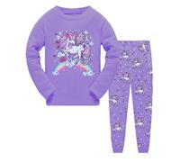 QHKEPW Girls Pyjamas Unicorn Toddler Kids Pjs Sets 4-5 Years Cotton Long Sleeve Sleepwear 2 Piece Clothes Outfits Winter Nightwear Purple