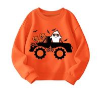 QHKEPW Halloween Boys Girls Sweatshirt Ghost Monster Truck Bat Pumkin 2-3 Years Glow in the Dark Kids Jumper Toddler Top Long Sleeve Round Neck Cotton Casual Clothes T Shirt Orange