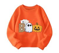 QHKEPW Halloween Kids Clothes Pumkin Face Ghost 7-8 Years Glow in the Dark Girls Boys Jumper Toddler Top Long Sleeve Round Neck Cotton Casual Sweatshirt T Shirt Orange
