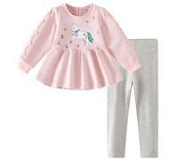 QHKEPW Kids Clothes Girls Set Outfits 4-5 Years Unicorn Toddler Clothing Long Sleeve Sweatshirt T-Shirt Tops Leggings Trousers Round Neck Pink