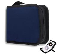 qhklew CD Case for 40 Discs, DVD Disc Carry Case Capacity Portable Holder Protector CD Binder Wallet Bag, Folder for Storage, Space Saving for Car and Home, Blue