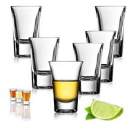 qhklew Heavy Base Shot Glasses - 30ml Clear Shot Glasses Set for Alcohol 6 Pack Mini Clear Crystal with Thick Base - for Tequila Vodka Whisky Liqueurs Rum and Home Party Bar