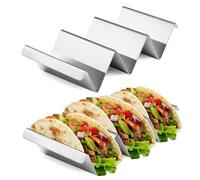 qhklew Taco Holder Stand, Holder Stand in Wave Shape, Stainless Steel Taco Holder, ishwasher Safe and Oven Safe Made for Holding Tacos, Sandwiches, Hot Dogs and Pancakes (Straight-2pack)