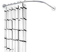 QHLIANGL Curved Shower Curtain Rod Rustproof Expandable No Drill Shower Curtain Rod Pole L Shape Extendable Curved Shower Curtain Rail 100% Rustproof Shower Curtain Pole Holder For Bathroom Corner