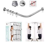 QHLIANGL Curved Shower Curtain Rod U-Shaped No Drilling Bathroom Bathtub Bath Curtain Rail Bar Extendable,Adjustable 304 Stainless Steel For Corner Clothing Store,90 To 130 X 90 To 130cm