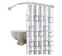 QHLIANGL No Drill Shower Curtain Rod Pole U Shape Extendable Curved Shower Curtain Rail 100% Rustproof Shower Curtain Pole Holder for Bathroom Corner (Size : 70 * 90cm)