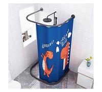 QHLIANGL Shower Curtain Pole Extendable Pole No Drill, U-shaped Corner Bath Curtain Rail Bar Stainless Steel Bath Curtain Tension Rod With Shower Curtain And Water Retaining Strip D-100 cm × 70 to 11