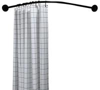 QHLIANGL Shower Curtain Rod Rail,shower curtain rod l shaped 304 Stainless not deform sag Wall Mounted Expandable Pole,without drilling shower curtain rod holder(Size: C 90-130×90-130 cm)