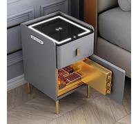 QHLIANGL Smart Nightstand with Hidden Safe, Wireless Charging, LED Lights & USB Ports - Multifunctional Bedside Table for Bedroom, Living Room & Office Use (Color)