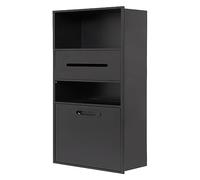 QHLIANGL Wall Recessed Shelves Stainless Steel Bathroom Recessed Shelf Organizer e, Garbage Can Built-In Alcove For Kitchen Living Room Bedroom Storage Rack (Color : Black, Size : 30X14X86Cm