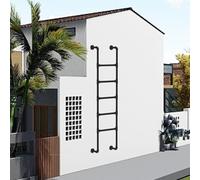 QHLIANGL Window Climb Ladder, 3.3-9.8FT Egress Ladder, Window Well Egress Ladder with Wall Mount, Metal Basement Egress Ladder Attic Ladder RV Ladders Bunk Bed Ladder(1.95m/6.4ft/77 in)