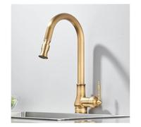 QHLMLL Antique Brass Kitchen Pull-Out spout Kitchen Single Hole Rotary hot and Cold Water Mixing Faucet