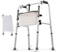 QHLMLL Foldable Shower air,Geriatric Elderly Walker - Adjustable Height Mobility Aid Walking e,Crut with Padded Seat