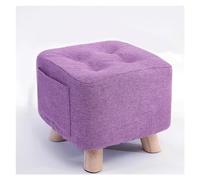 QHLMLL Foot Stool Ottomans Linen Shoe Change Stool Small Footstool Rest Stool Square Foot Stools Footstools for Living Room Ottomans for The Bedroom, red-28x28x25cm (Purple 28x2
