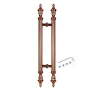 QHLMLL Large Door Handle,H Shape Double Sided Vintage Steel Push Pull Bar Handle,European Round Tube Sliding Door Hardware,with Full Kit (Color: Rose Gold,Size: Length 80cm(31.